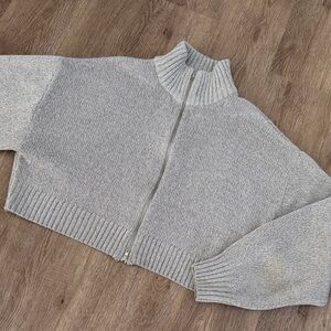Divided Light Gray Ribbed Cardigan